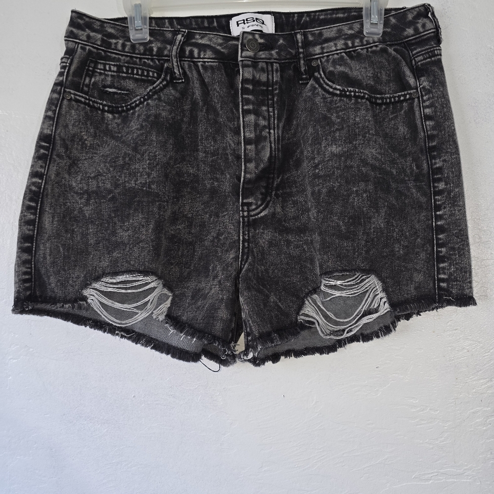RSQ Black Distressed Denim Shorts